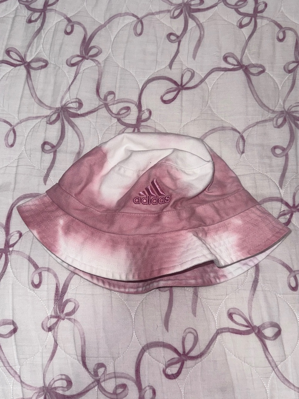 adidas Pink and White Tie-Dye Bucket Hat